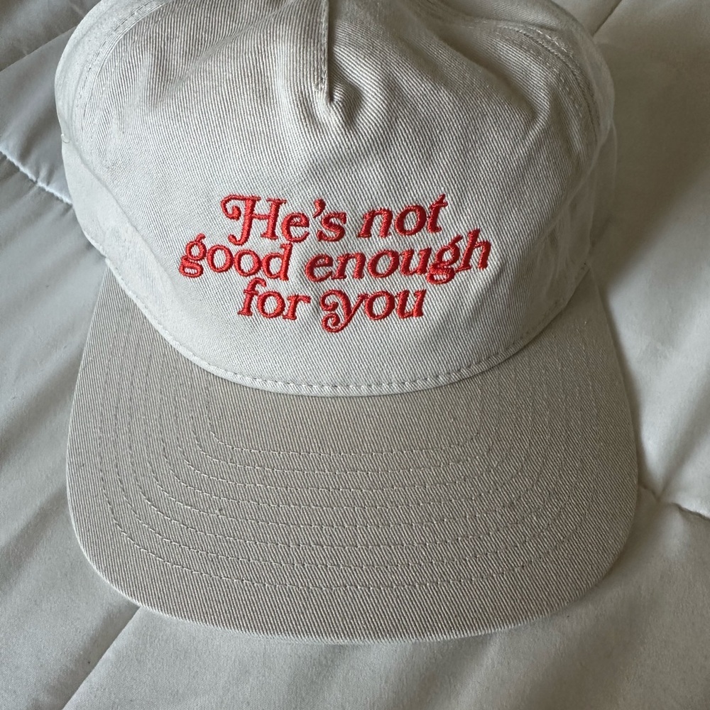 Off-White Cap with Red Embroidery
